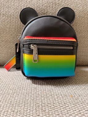 Disney Parks Loungefly Pride Rainbow Mickey Ears Mini Backpack Wristlet NWT